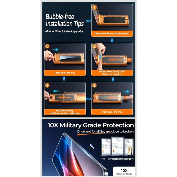 MRGLAS 3 Packs for iPhone 16 Pro Max Privacy Screen Protector 6.9'', Zero... - Picture 7 of 7